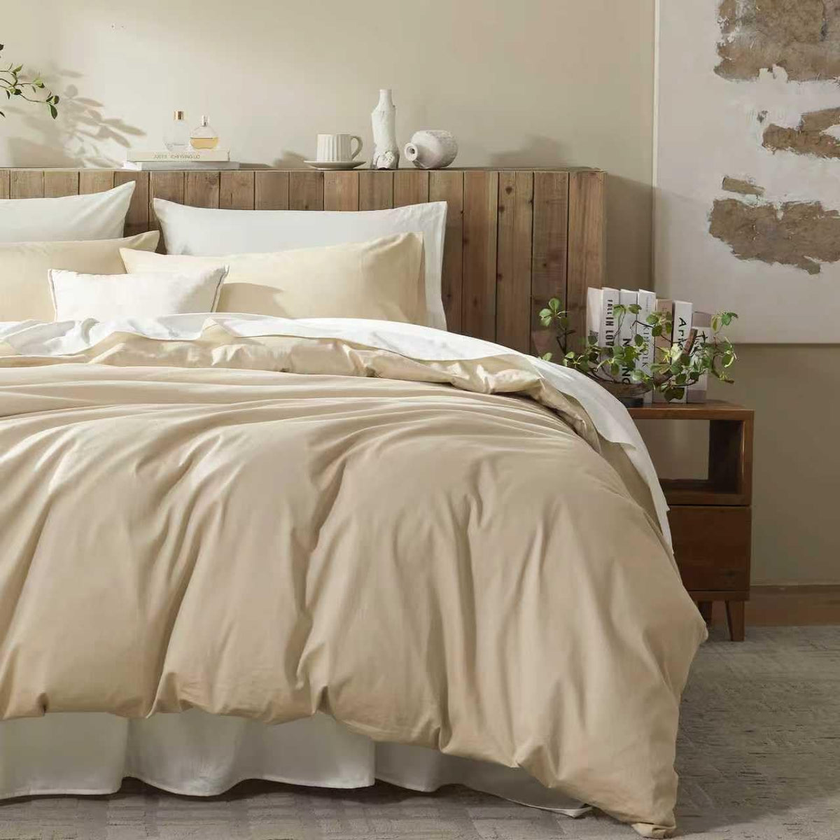 Cream White Duvet Cover Queen Size Ultra Soft 100% Egyptian Cotton