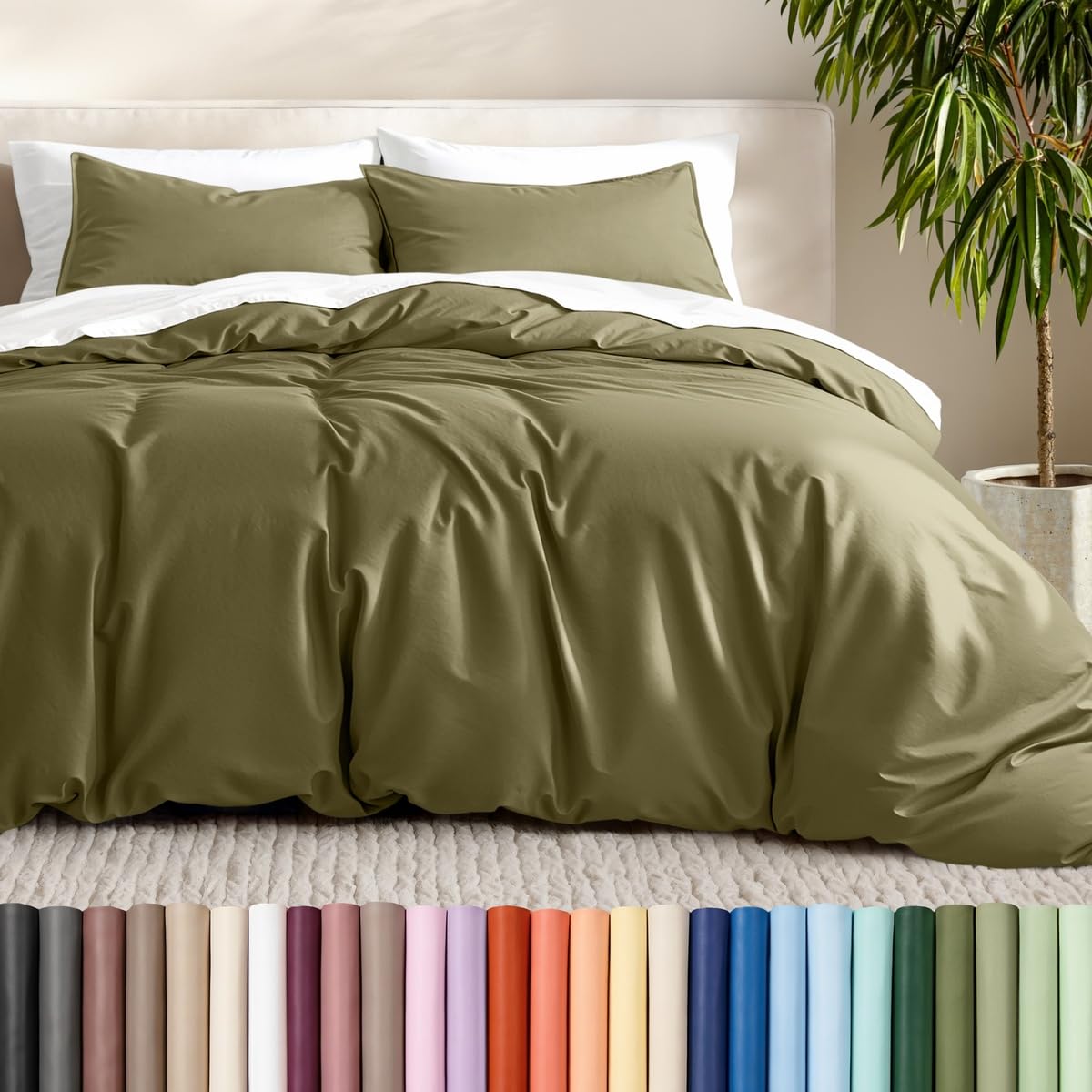 Bare Home Duvet Cover Set 1800 Ultra-Soft (Queen, Grey)