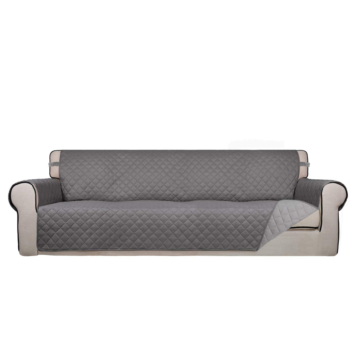 PureFit Reversible Quilted Sofa Cover, Water Resistant Slipcover Furniture Protector, Washable Couch Cover with Non Slip and Elastic Straps for Kids, Dogs, Pets (Sofa, Beige/Beige)