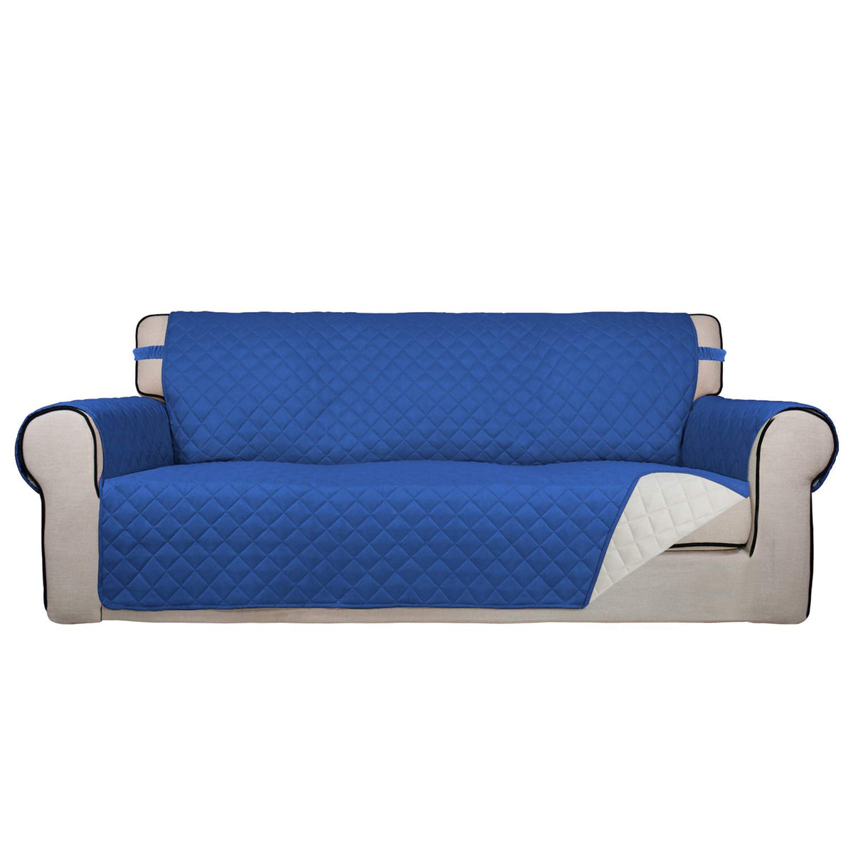 PureFit Reversible Quilted Sofa Cover, Water Resistant Slipcover Furniture Protector, Washable Couch Cover with Non Slip and Elastic Straps for Kids, Dogs, Pets (Sofa, Beige/Beige)