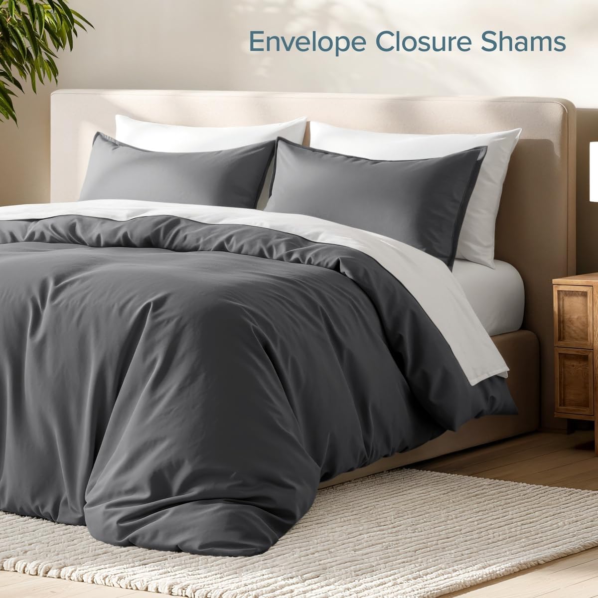 Bare Home Duvet Cover Set 1800 Ultra-Soft (Queen, Grey)