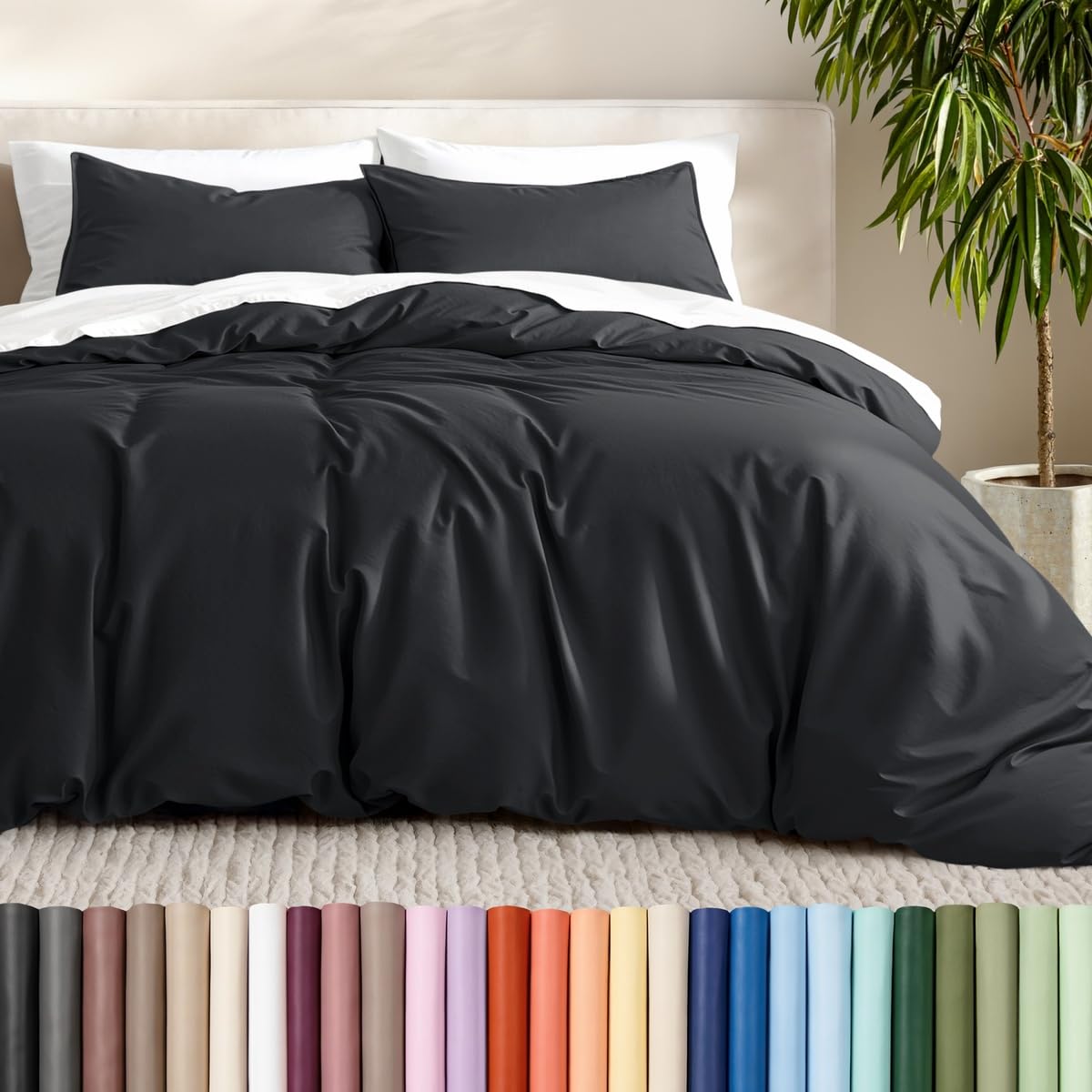 Bare Home Duvet Cover Set 1800 Ultra-Soft (Queen, Grey)