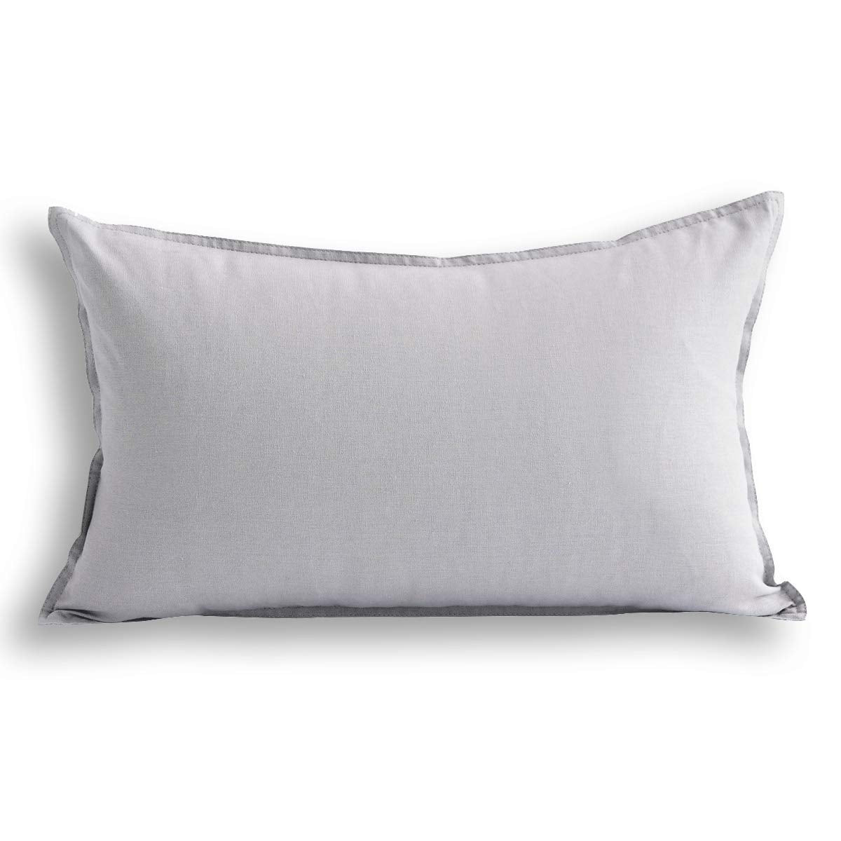 Jeanerlor Cotton Linen Square Decorative Throw Pillow Case Cushion Cover with Twin Needles Stitch on Edge,for Wedding Party Gift Car 12"x20"(30 x 50cm), Olive Green