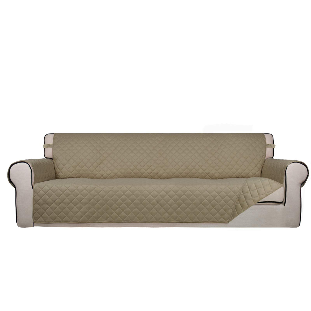 PureFit Reversible Quilted Sofa Cover, Water Resistant Slipcover Furniture Protector, Washable Couch Cover with Non Slip and Elastic Straps for Kids, Dogs, Pets (Sofa, Beige/Beige)