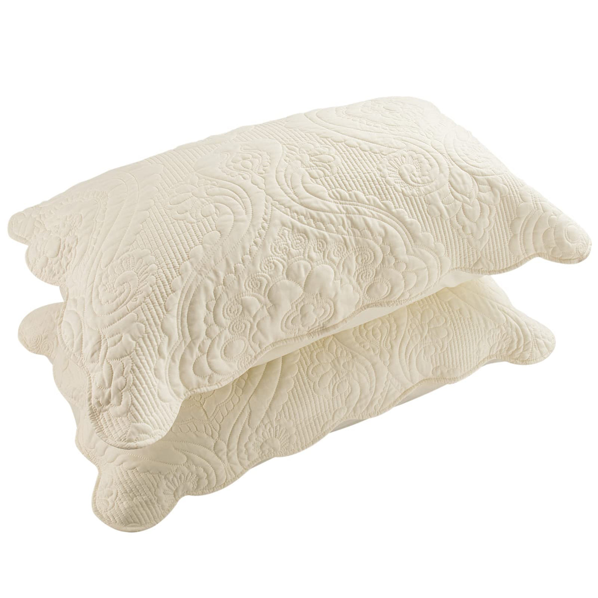BOSOWOS Quilted Pillow Shams Set of 2, Decorative Microfiber Standard Bed Pillow Shams, Soft Pillow Covers with Envelope Closure (White, 2Pcs:20 x 26inch)