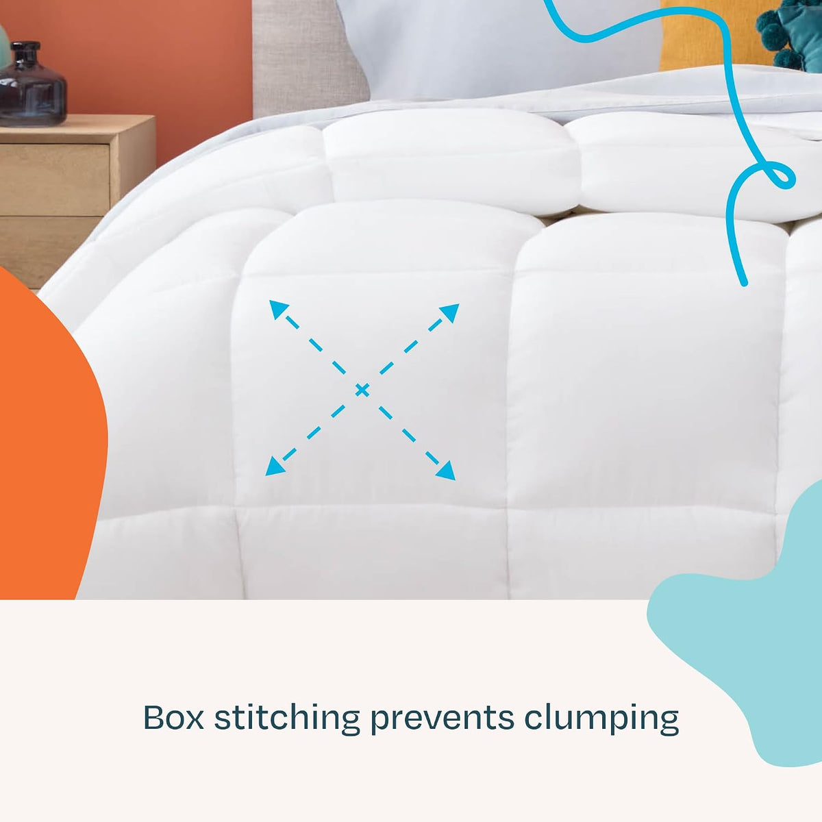 Linenspa White Down Alternative Comforter and Duvet Insert, for Queen Size Bed – All-Season Comforter with Box Stitch and 8 Duvet Loops – Bedding for Kids, Teens, and Adults