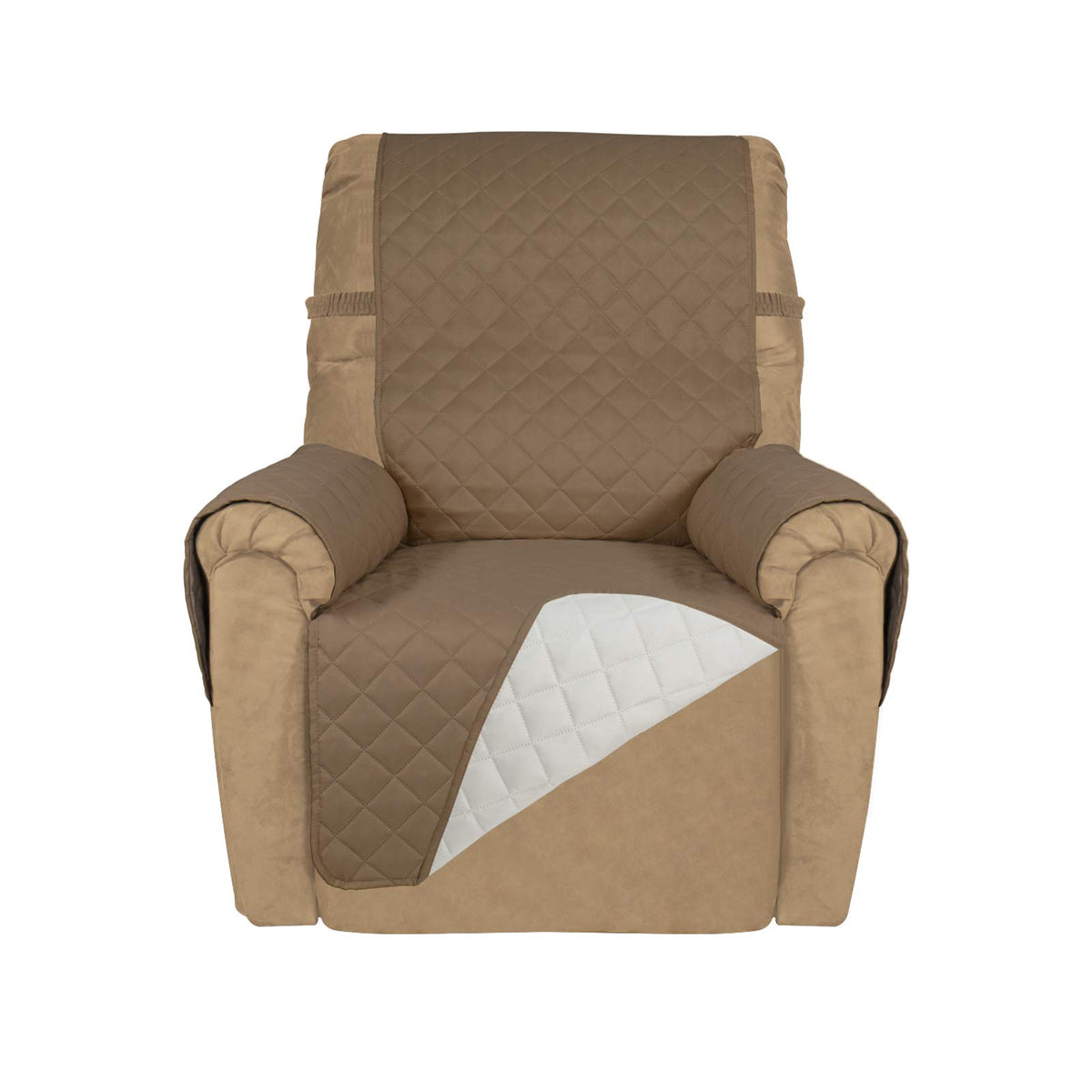 PureFit Reversible Quilted Sofa Cover, Water Resistant Slipcover Furniture Protector, Washable Couch Cover with Non Slip and Elastic Straps for Kids, Dogs, Pets (Sofa, Beige/Beige)
