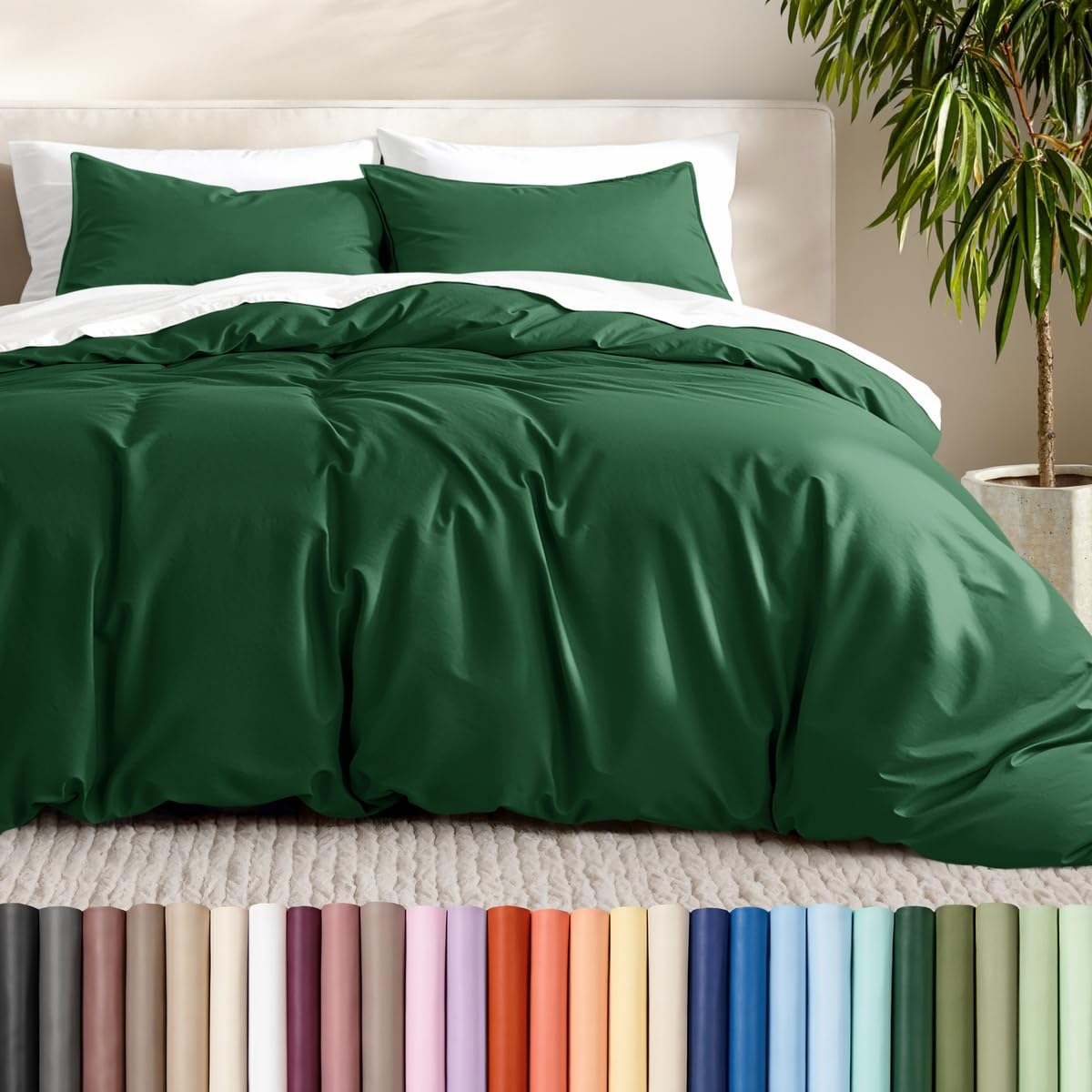 Bare Home Duvet Cover Set 1800 Ultra-Soft (Queen, Grey)