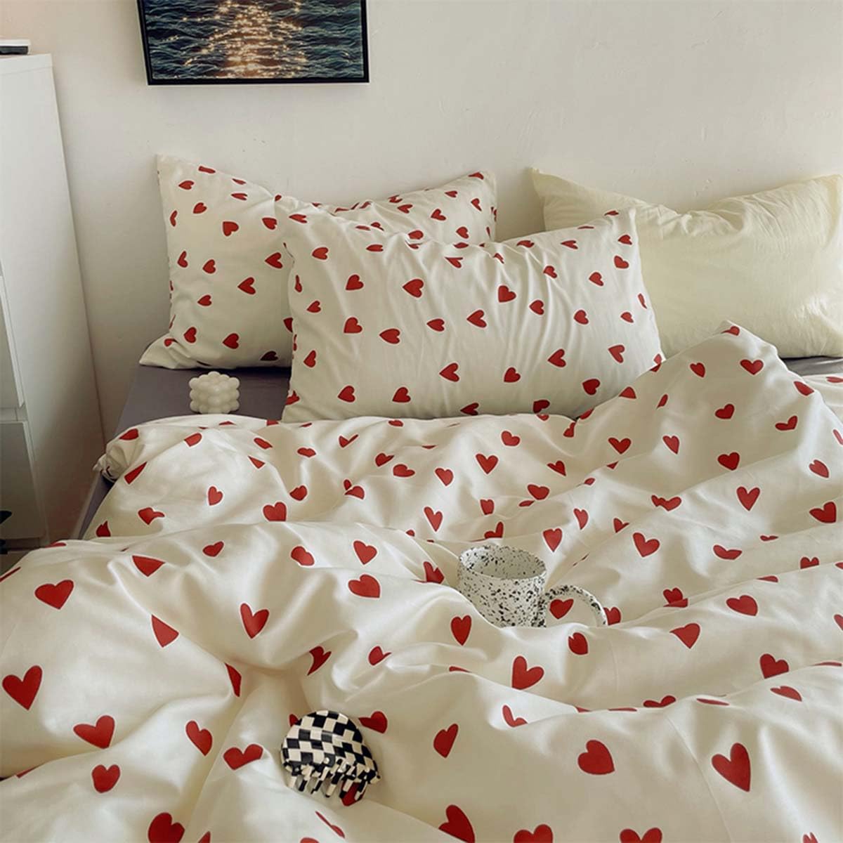 Nayoroom Gingham Duvet Cover Set Queen Blue White Plaid Checkered Bedding