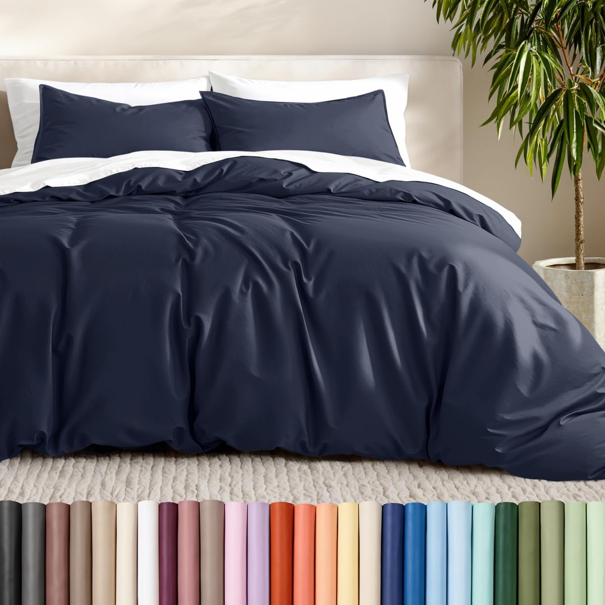 Bare Home Duvet Cover Set 1800 Ultra-Soft (Queen, Grey)