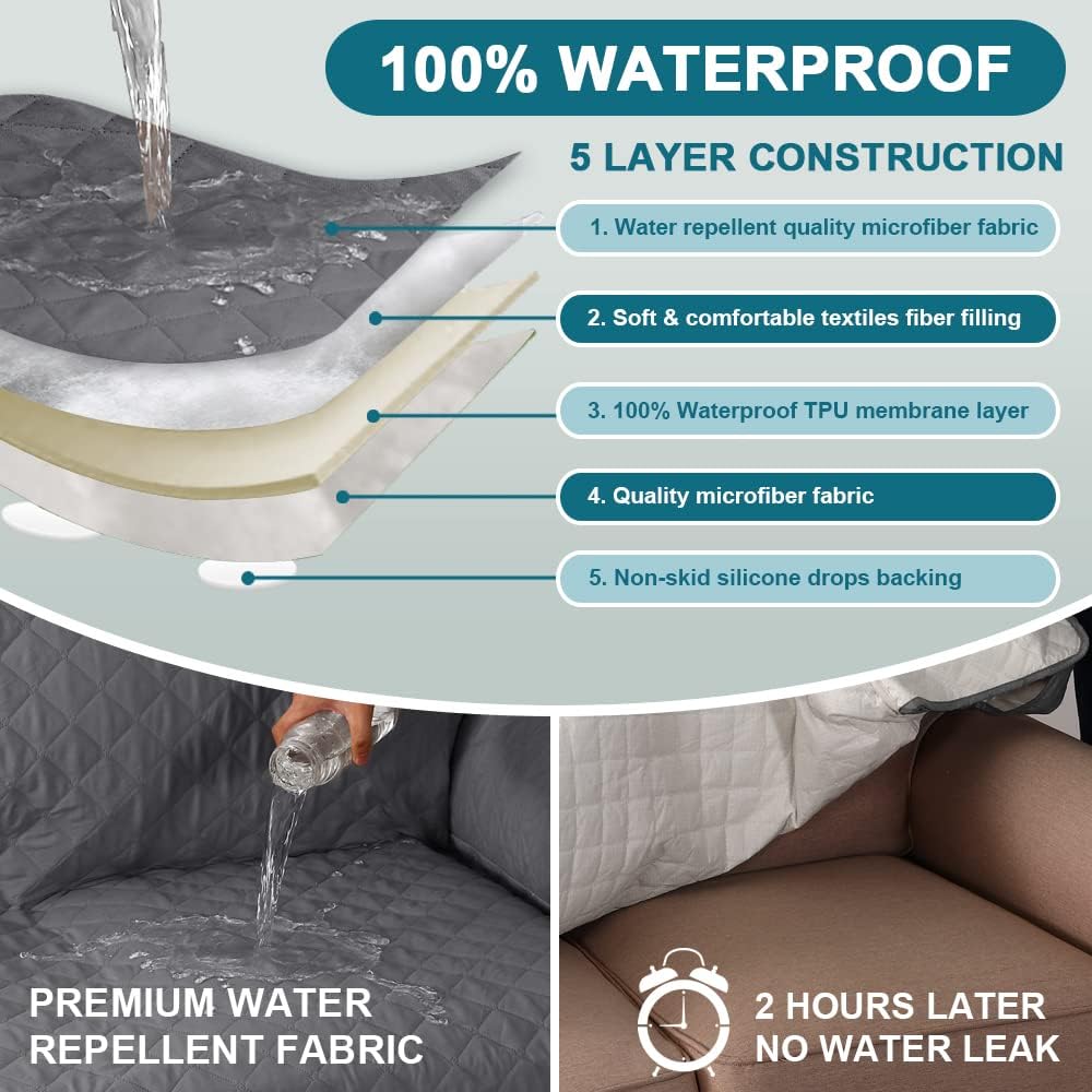 Turquoize 100% Waterproof Sofa Covers Couch Cover for Dogs, Sofa 70"