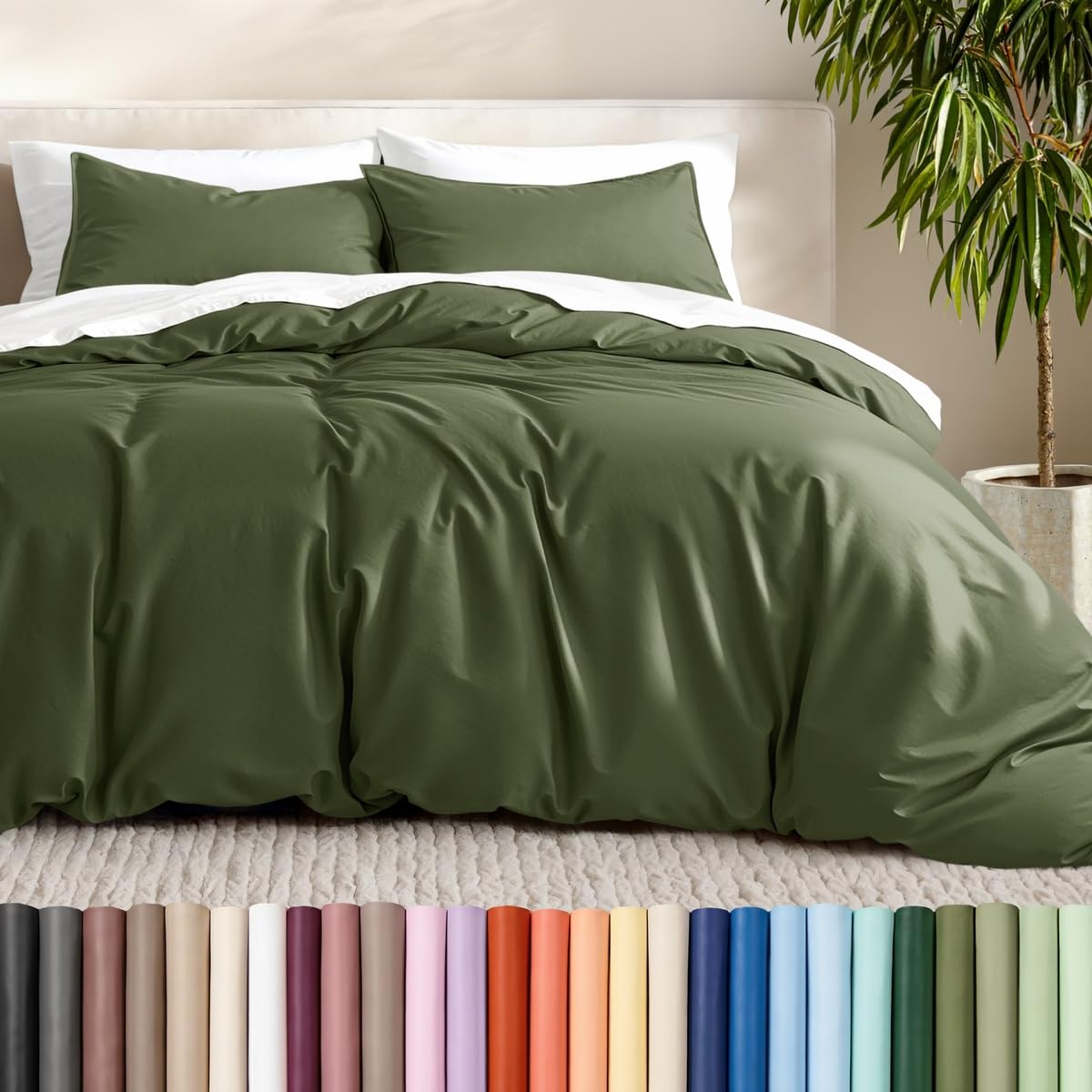 Bare Home Duvet Cover Set 1800 Ultra-Soft (Queen, Grey)