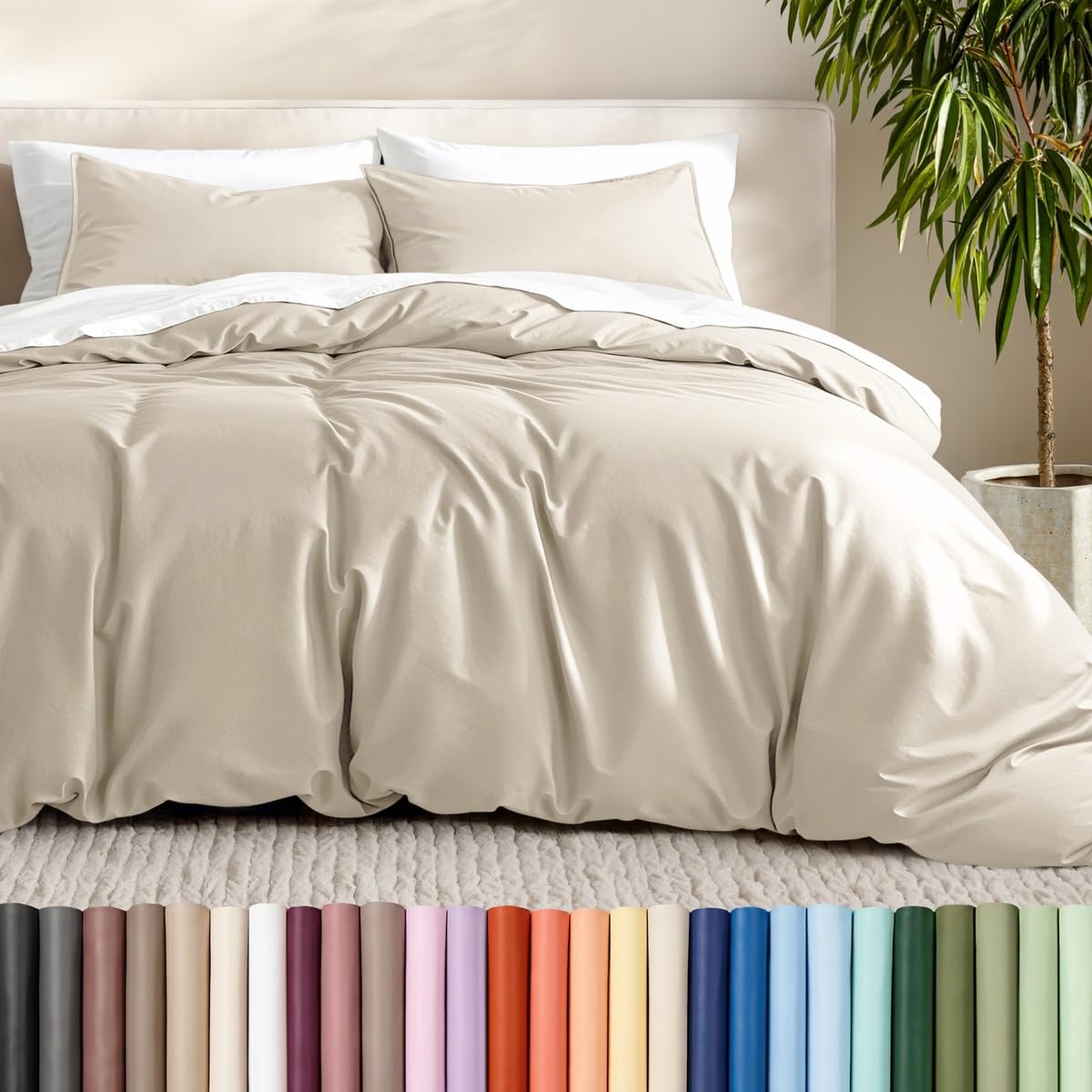 Bare Home Duvet Cover Set 1800 Ultra-Soft (Queen, Grey)
