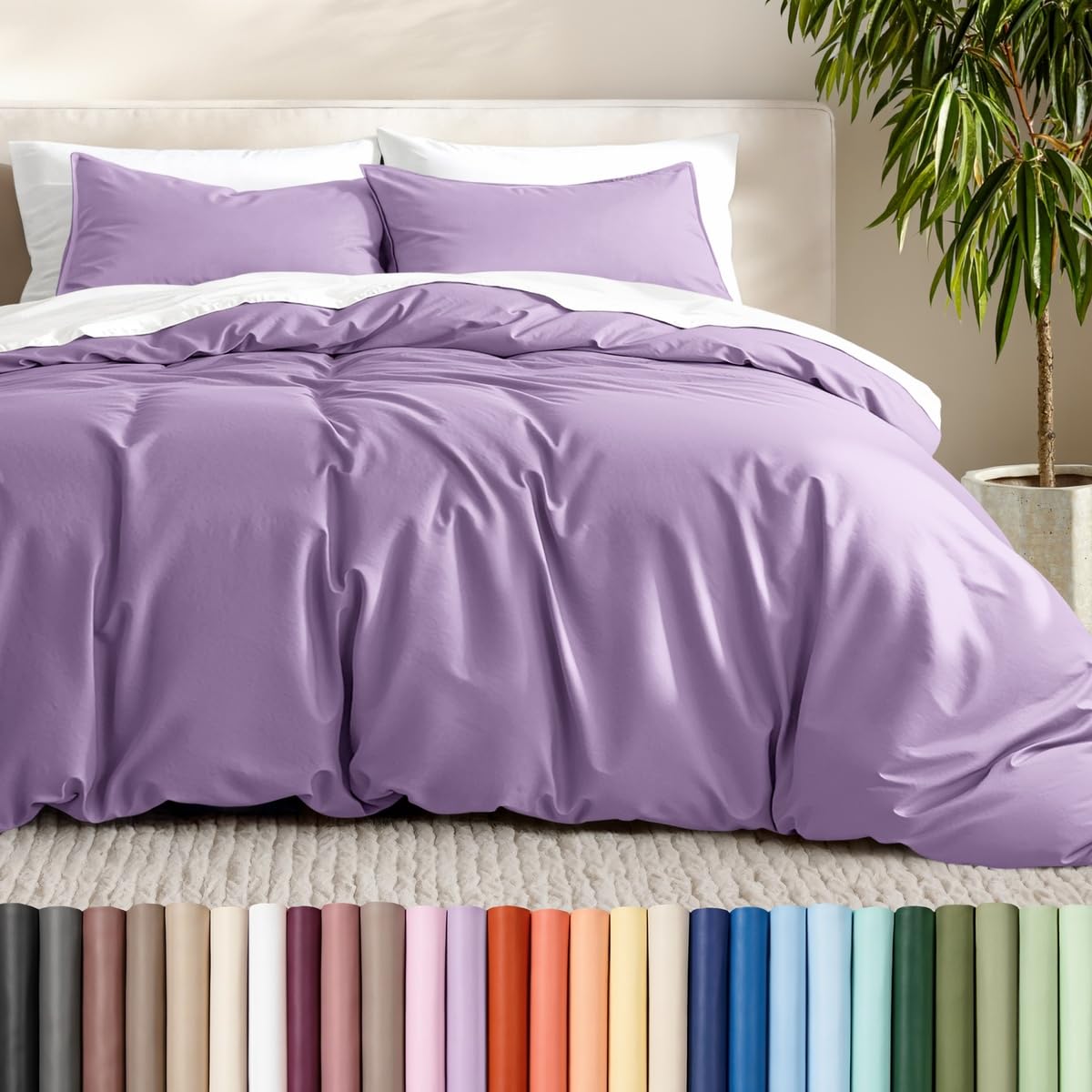 Bare Home Duvet Cover Set 1800 Ultra-Soft (Queen, Grey)
