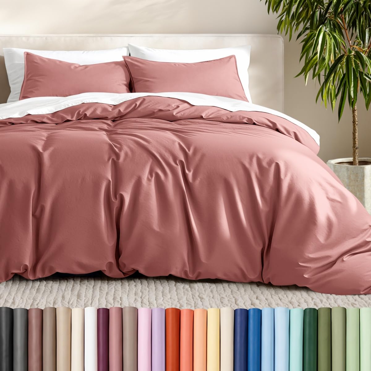 Bare Home Duvet Cover Set 1800 Ultra-Soft (Queen, Grey)