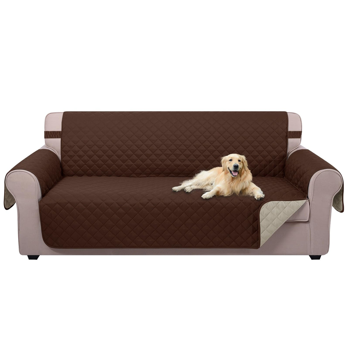 U-NICE HOME Reversible Sofa Cover Couch Cover for Dogs, Beige/Beige