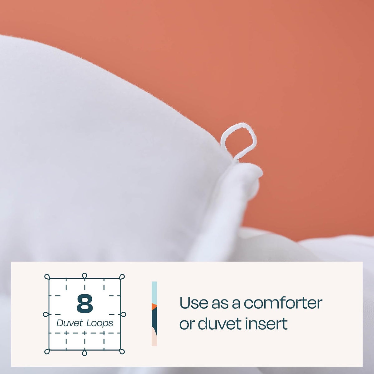 Linenspa White Down Alternative Comforter and Duvet Insert, for Queen Size Bed – All-Season Comforter with Box Stitch and 8 Duvet Loops – Bedding for Kids, Teens, and Adults