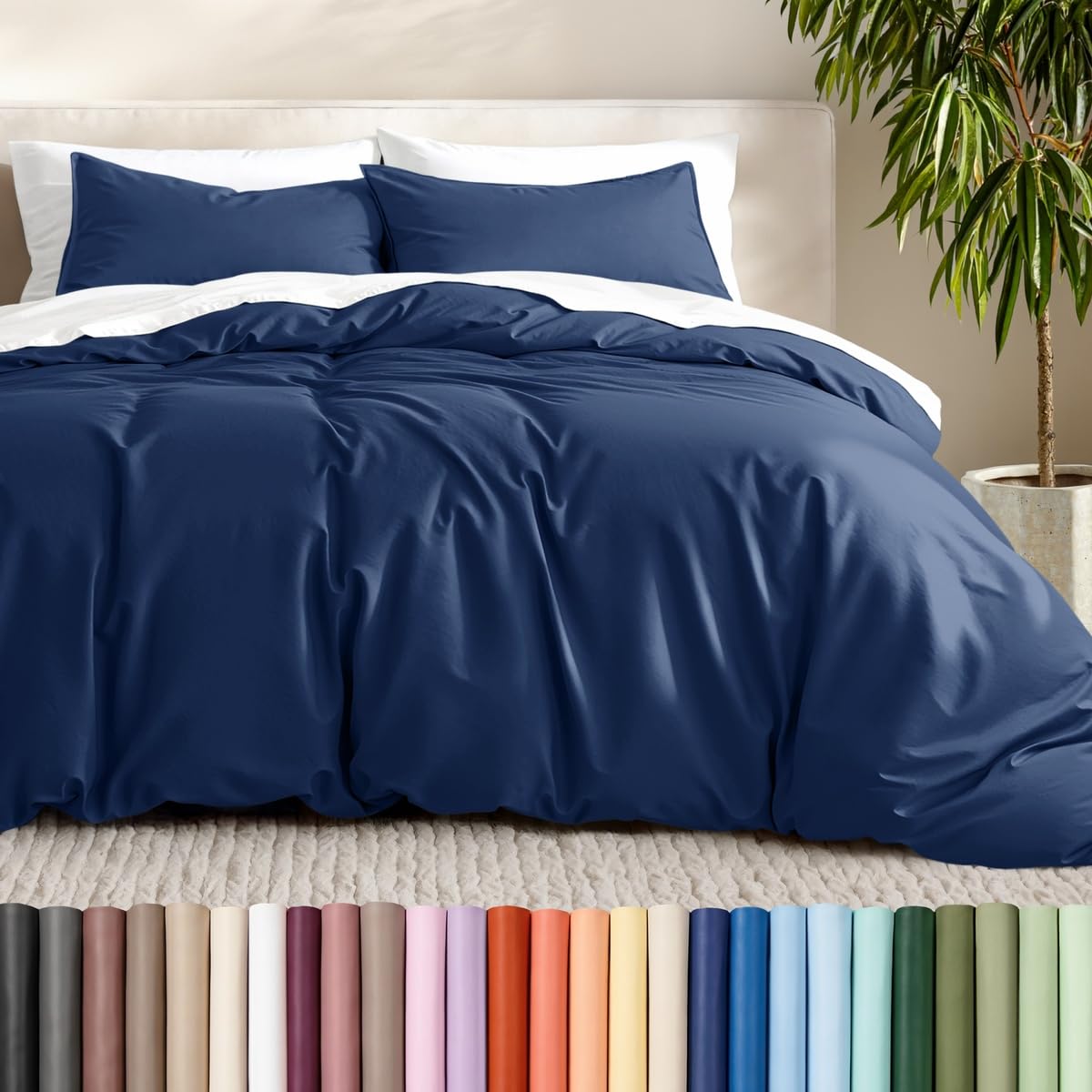 Bare Home Duvet Cover Set 1800 Ultra-Soft (Queen, Grey)
