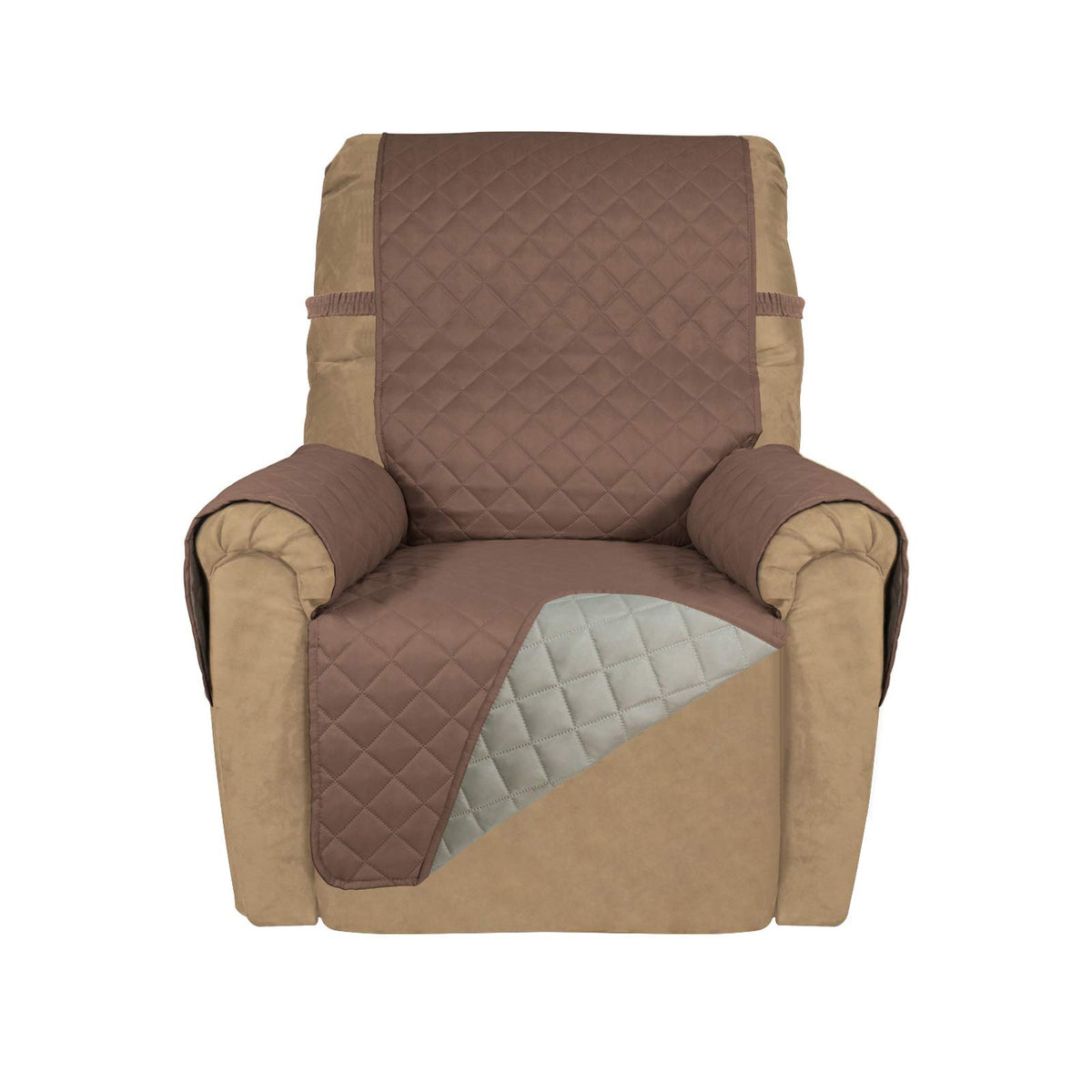 PureFit Reversible Quilted Sofa Cover, Water Resistant Slipcover Furniture Protector, Washable Couch Cover with Non Slip and Elastic Straps for Kids, Dogs, Pets (Sofa, Beige/Beige)