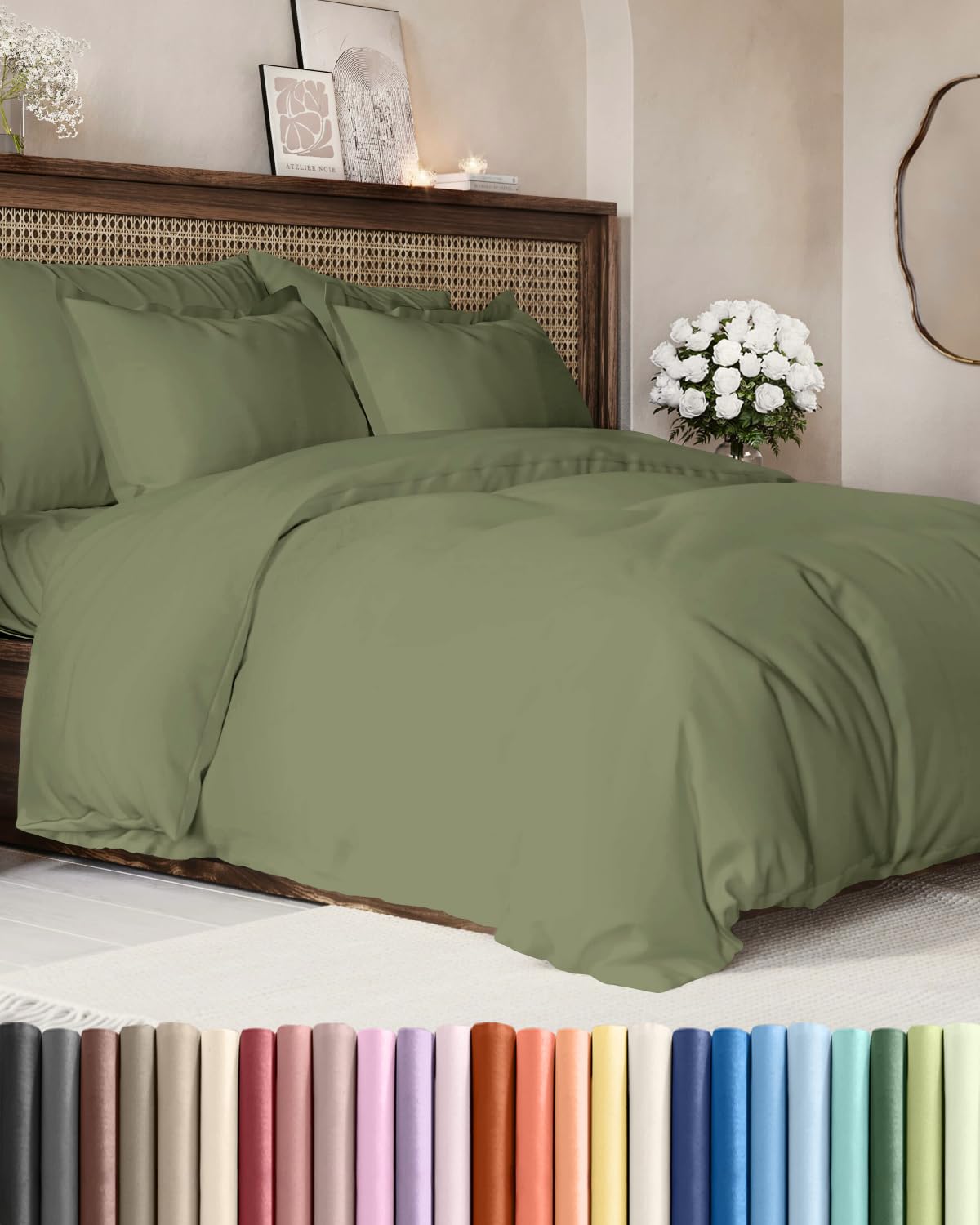 Duvet Cover Queen Size - Extra Soft 3 Piece with Zipper Closure - White