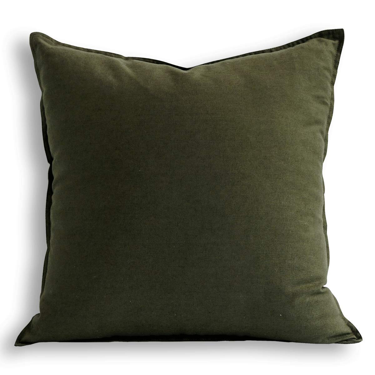 Jeanerlor Cotton Linen Square Decorative Throw Pillow Case Cushion Cover with Twin Needles Stitch on Edge,for Wedding Party Gift Car 12"x20"(30 x 50cm), Olive Green