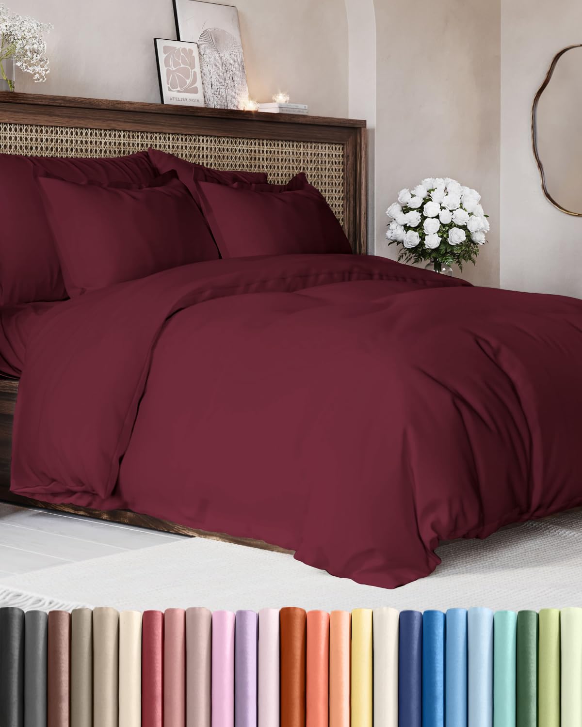 Duvet Cover Queen Size - Extra Soft 3 Piece with Zipper Closure - White