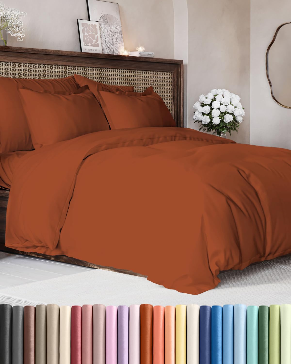 Duvet Cover Queen Size - Extra Soft 3 Piece with Zipper Closure - White
