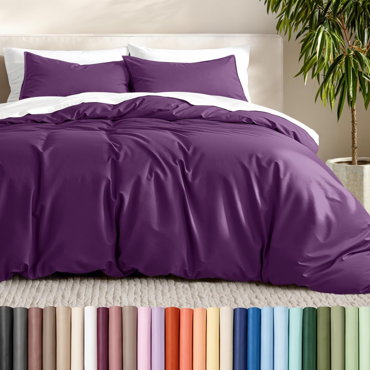 Bare Home Duvet Cover Set 1800 Ultra-Soft (Queen, Grey)