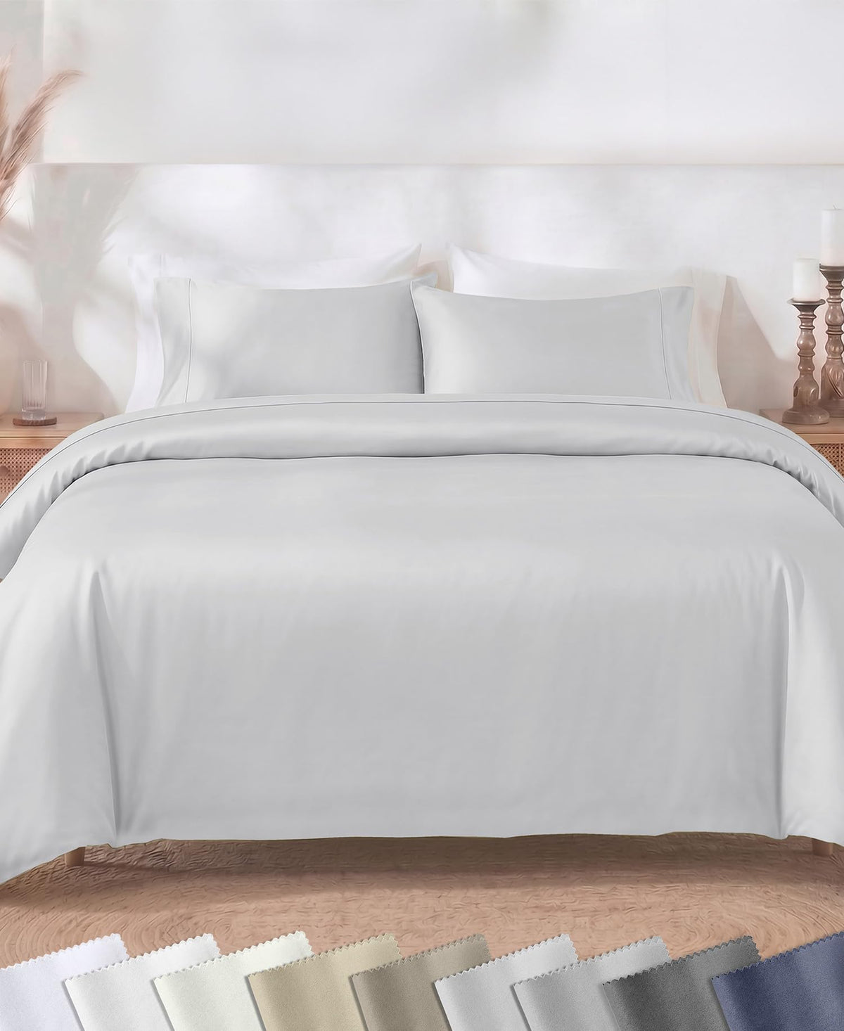 California Design Den Luxury Duvet Cover Set King, Striped White