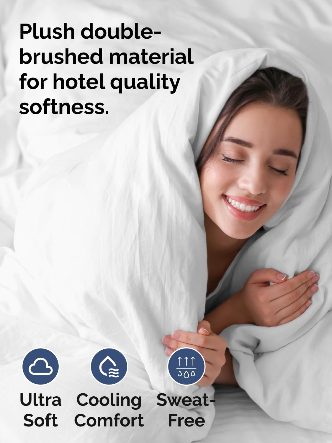 Duvet Cover Queen Size - Extra Soft 3 Piece with Zipper Closure - White