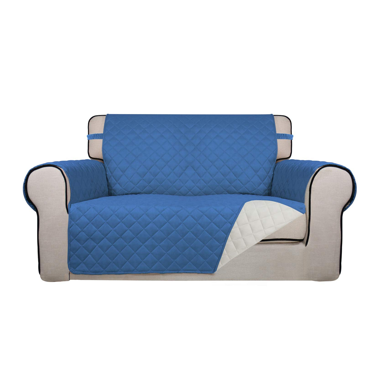 PureFit Reversible Quilted Sofa Cover, Water Resistant Slipcover Furniture Protector, Washable Couch Cover with Non Slip and Elastic Straps for Kids, Dogs, Pets (Sofa, Beige/Beige)