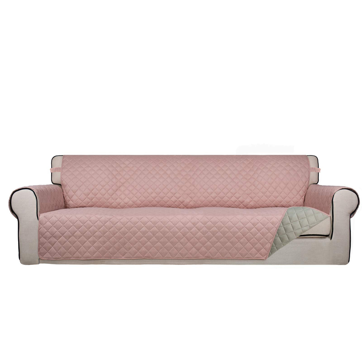 PureFit Reversible Quilted Sofa Cover, Water Resistant Slipcover Furniture Protector, Washable Couch Cover with Non Slip and Elastic Straps for Kids, Dogs, Pets (Sofa, Beige/Beige)