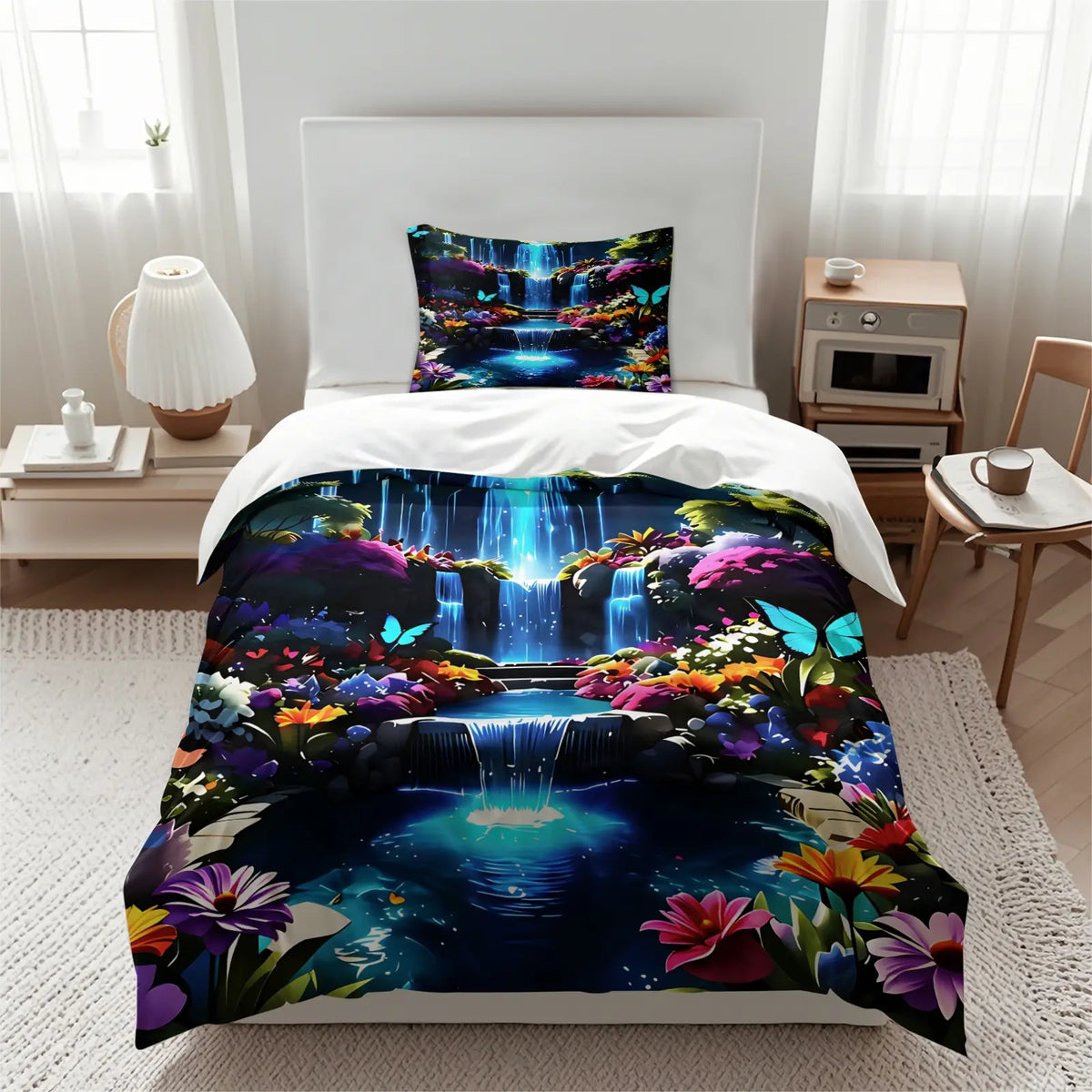 2/3Pcs Ultra Soft Polyester 2Pcs Psychedelic Neon Sea Turtle Coral Reef Duvet Cover Set Easy Care Washable Comforter Cover With Pillowcase Trendy Vibrant Ocean Pattern Home Bedding Decoration
