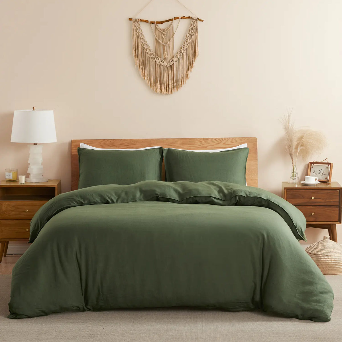 DAPU 100% Linen Duvet Cover Set, Pure Natural French Flax Linen Duvet Cover With 8 Corner Ties and Zipper Closure, Soft Breathable Durable for Hot Sleepers, Cool in the Summer