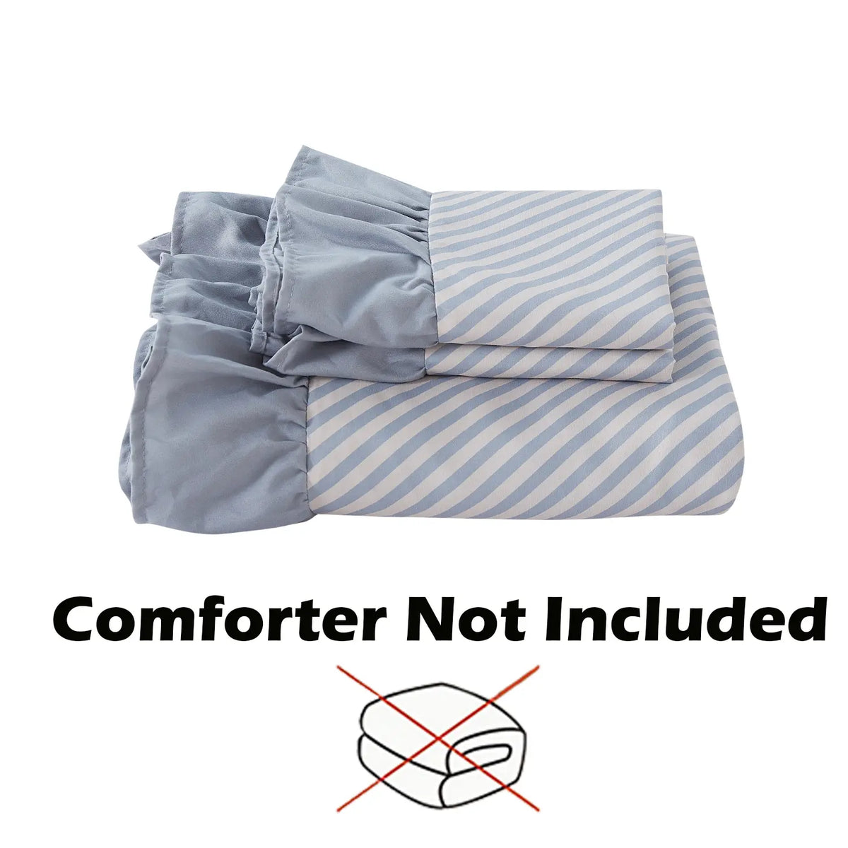 Striped Duvet Cover Set, Ruffled Design, Includes 1 Duvet Cover Without Comforter+ 2 Pillowcases Without PIllow Inserts, Soft and Comfortable, Comfy Bed Sets, Suitable for All Seasons