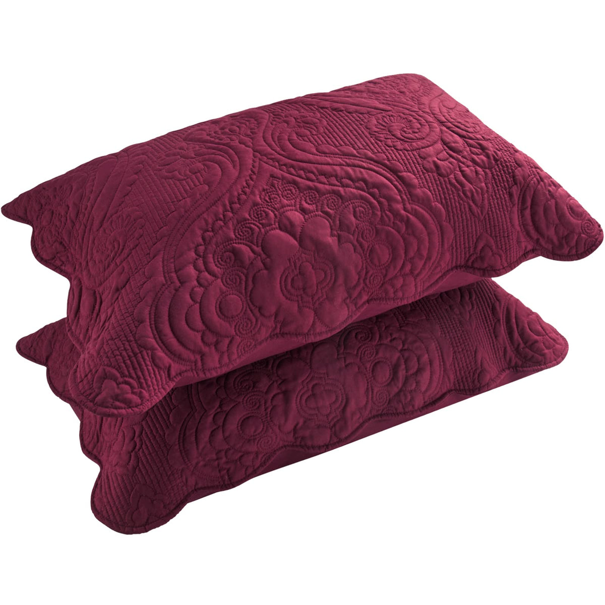 BOSOWOS Quilted Pillow Shams Set of 2, Decorative Microfiber Standard Bed Pillow Shams, Soft Pillow Covers with Envelope Closure (White, 2Pcs:20 x 26inch)