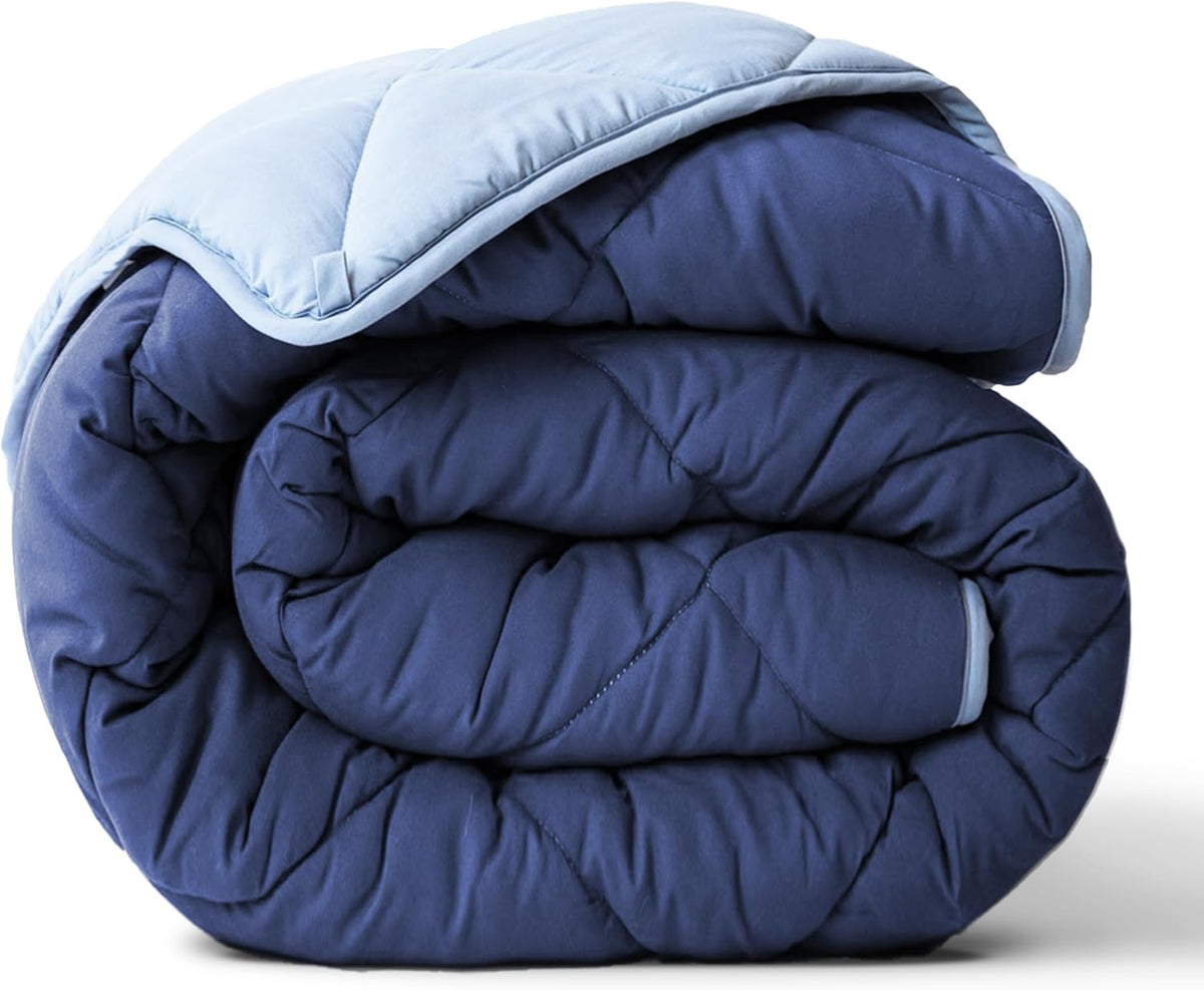 ViscoSoft Twin/Twin XL Reversible Comforter - Duvet Insert -Light/Dark Blue