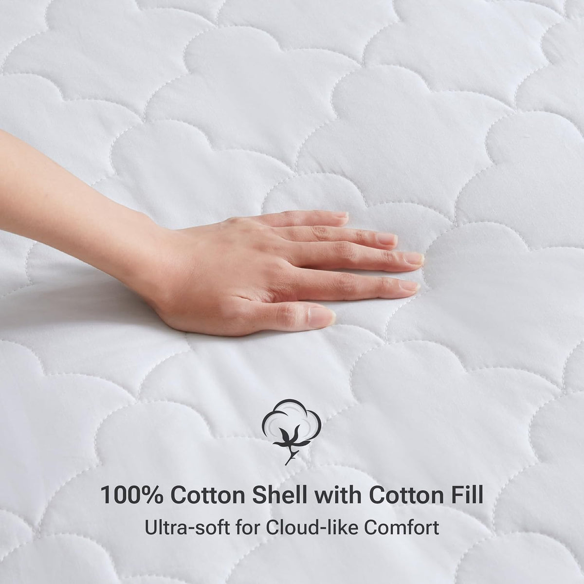 Sleep Philosophy King Size Mattress Pad, 100% Cotton Mattress Protector