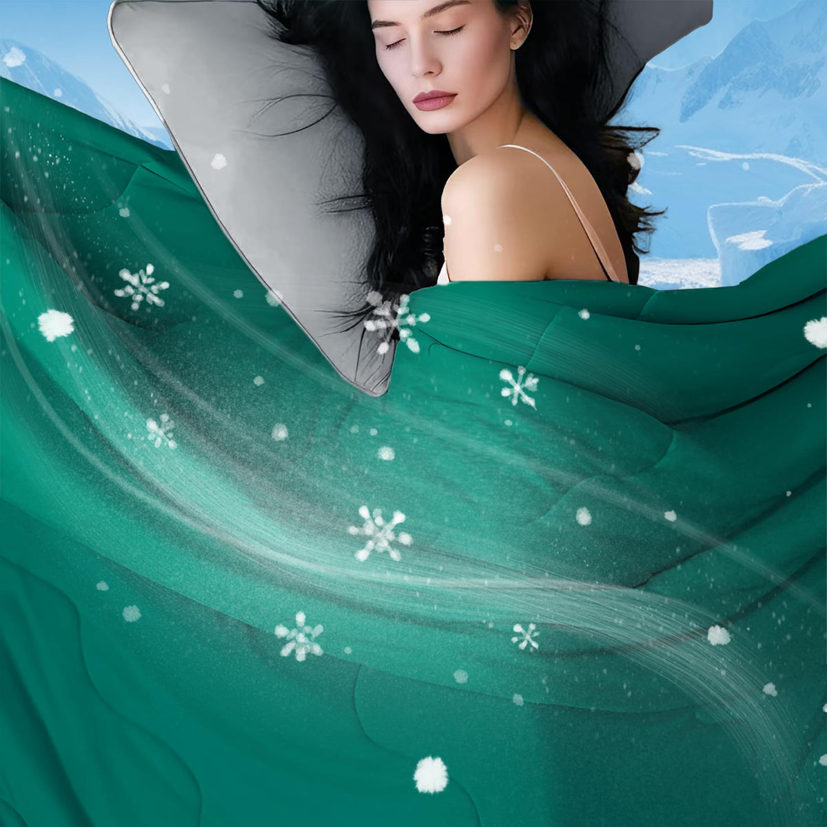 DOWNCOOL Cooling Comforter Queen Size,Grey Cooling Blanket for Hot Sleeper