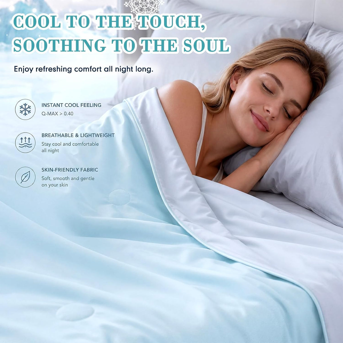 Newwiee Cooling Comforter Queen Size for Dorm Room, Blue