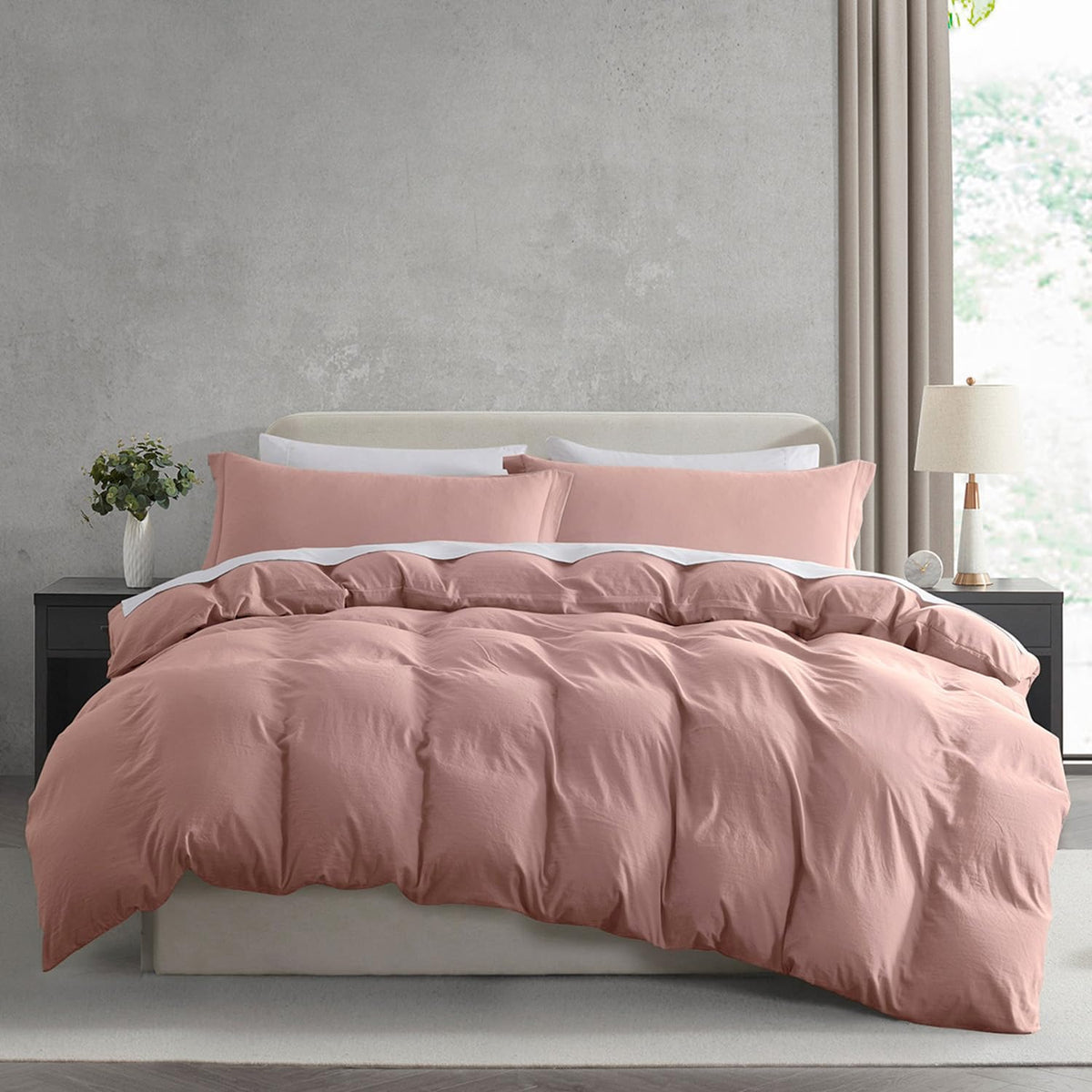 Nestl White Duvet Cover Queen Size - Soft Double Brushed Queen Duvet Cover Set, 3 Piece, with Zipper Closure, 1 Duvet Cover 90x90 inches and 2 Pillow Shams
