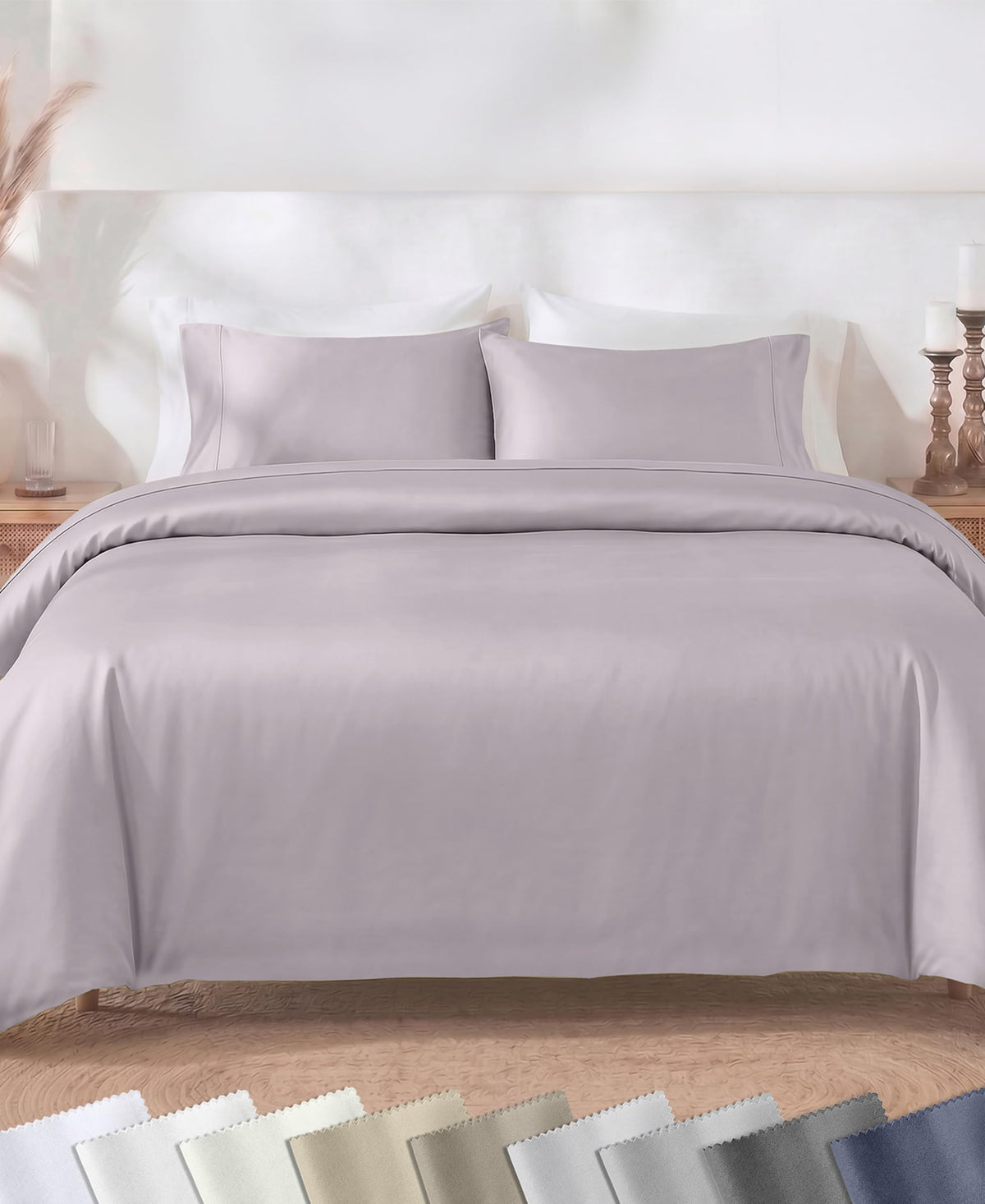California Design Den Luxury Duvet Cover Set King, Striped White