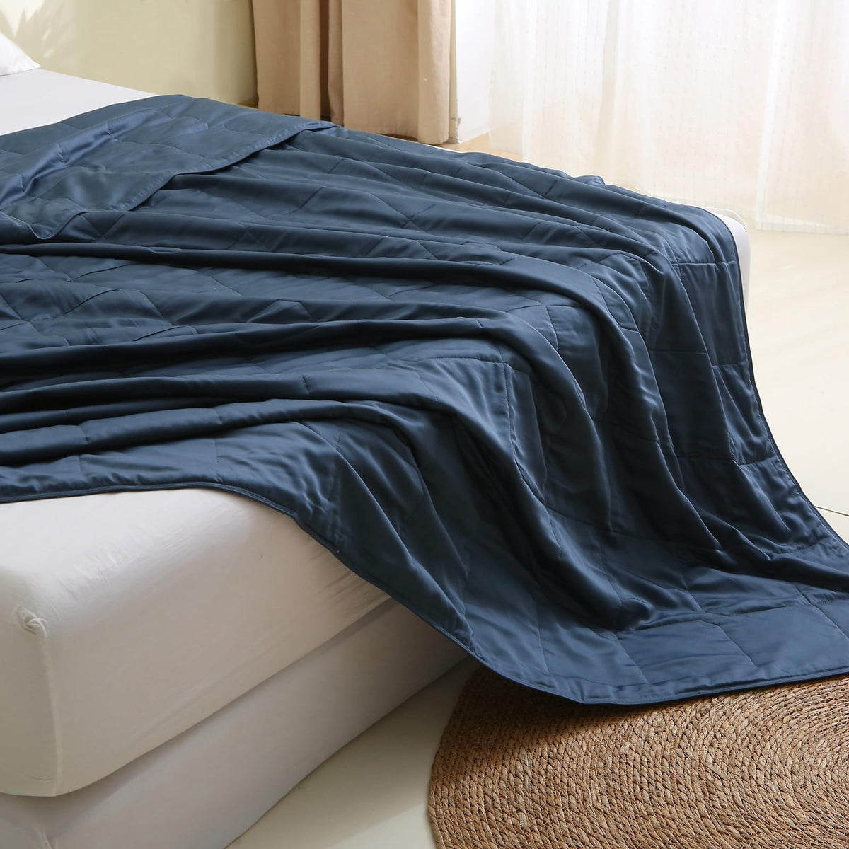 EP Mode Lightweight Quilt Blanket for Summer, Viscose from Bamboo Fabric & Filling, Natural, Breathable & Machine Washable- Sage Green, King