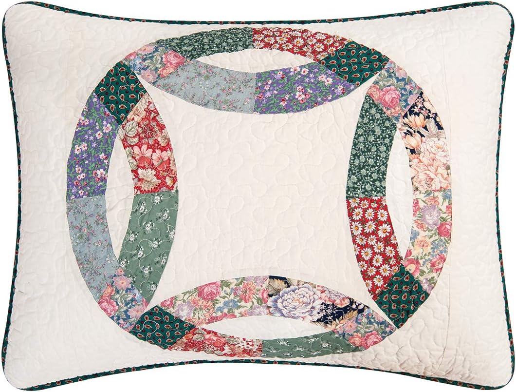 C&F Home Heritage Double Wedding Ring Patchwork Cotton Blend Twin Quilt Set