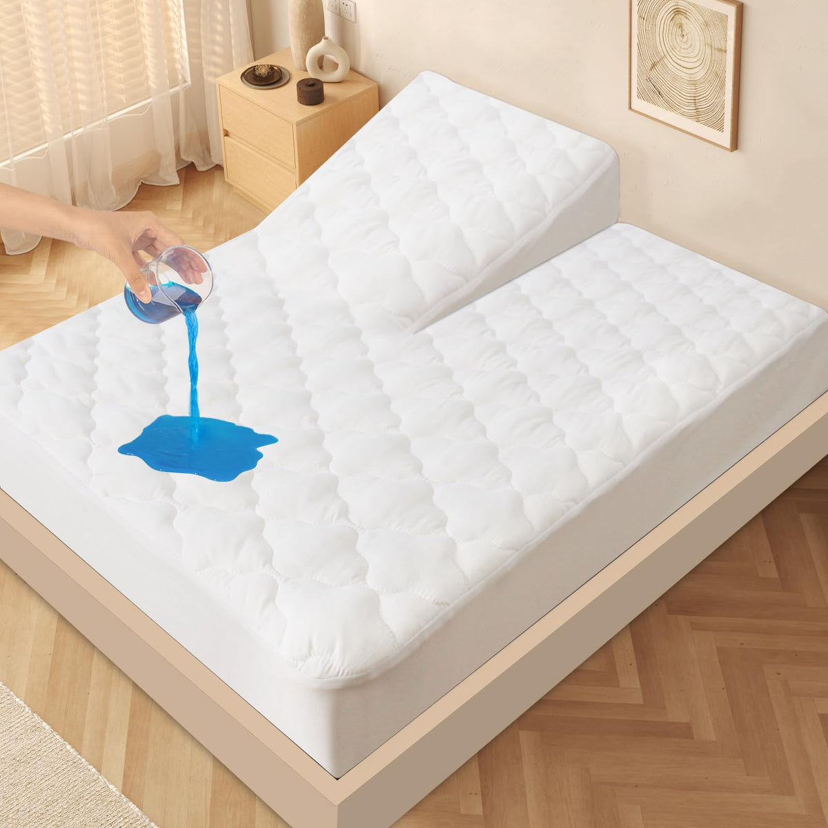 Mattress Protector Pad Cover Waterproof Twin Size Quilted for Single Bed