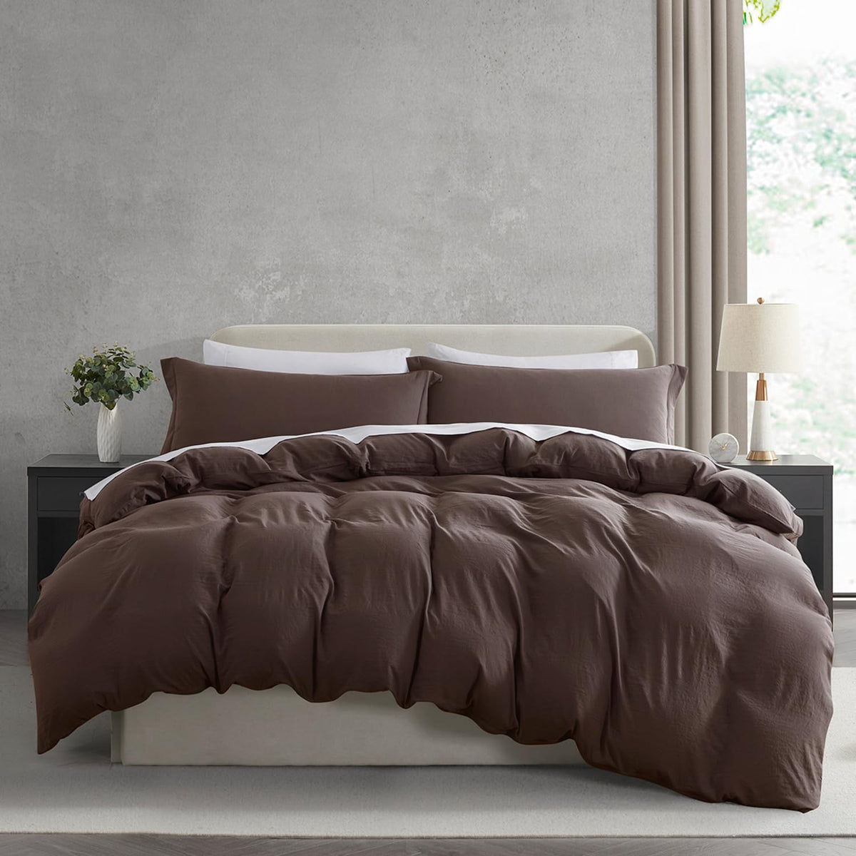 Nestl White Duvet Cover Queen Size - Soft Double Brushed Queen Duvet Cover Set, 3 Piece, with Zipper Closure, 1 Duvet Cover 90x90 inches and 2 Pillow Shams