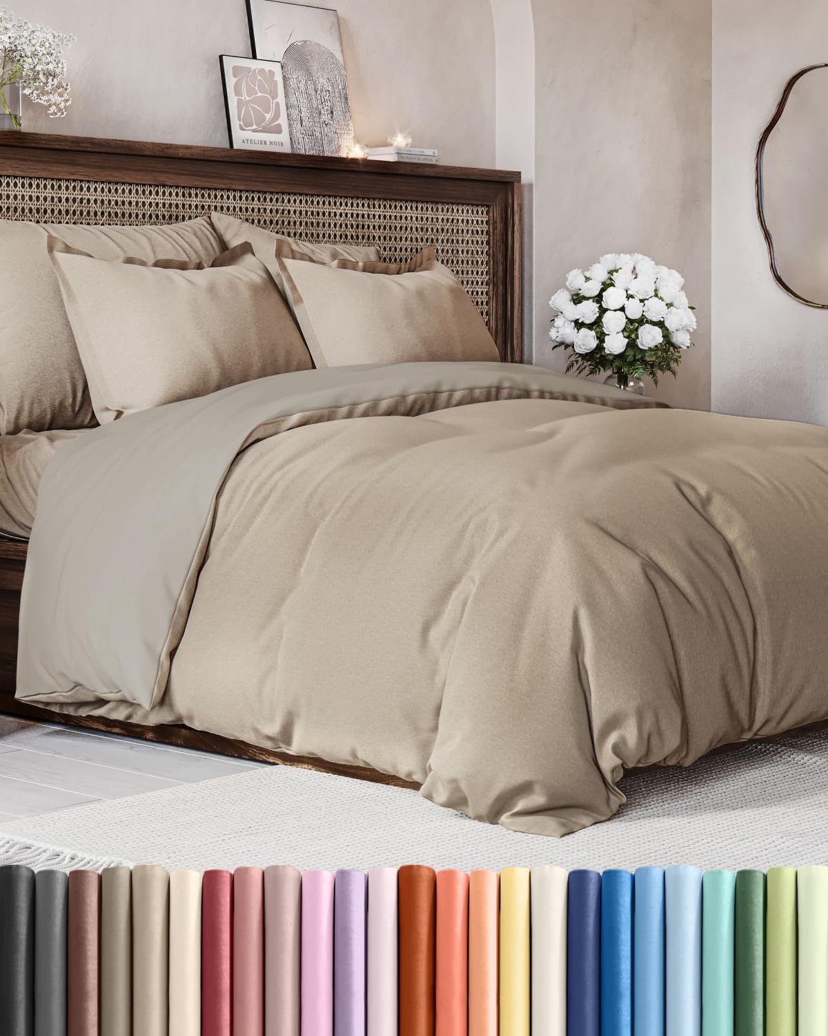 Duvet Cover Queen Size - Extra Soft 3 Piece with Zipper Closure - White