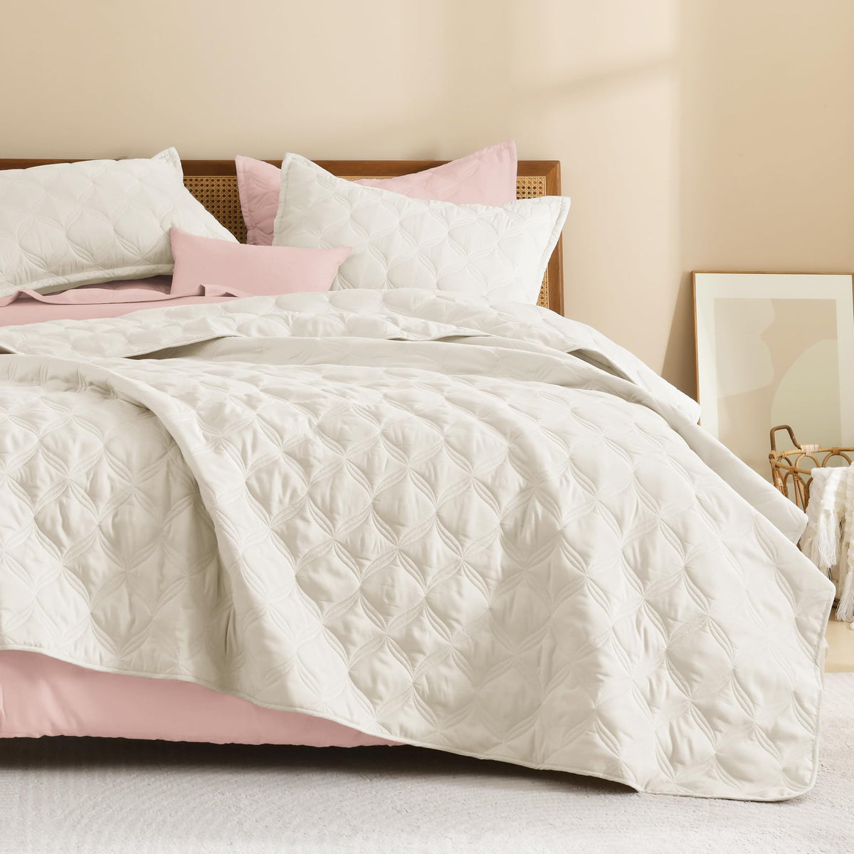 Litanika King Quilt Bedding Set, 3 Pieces Teal Blue Bedspreads Set