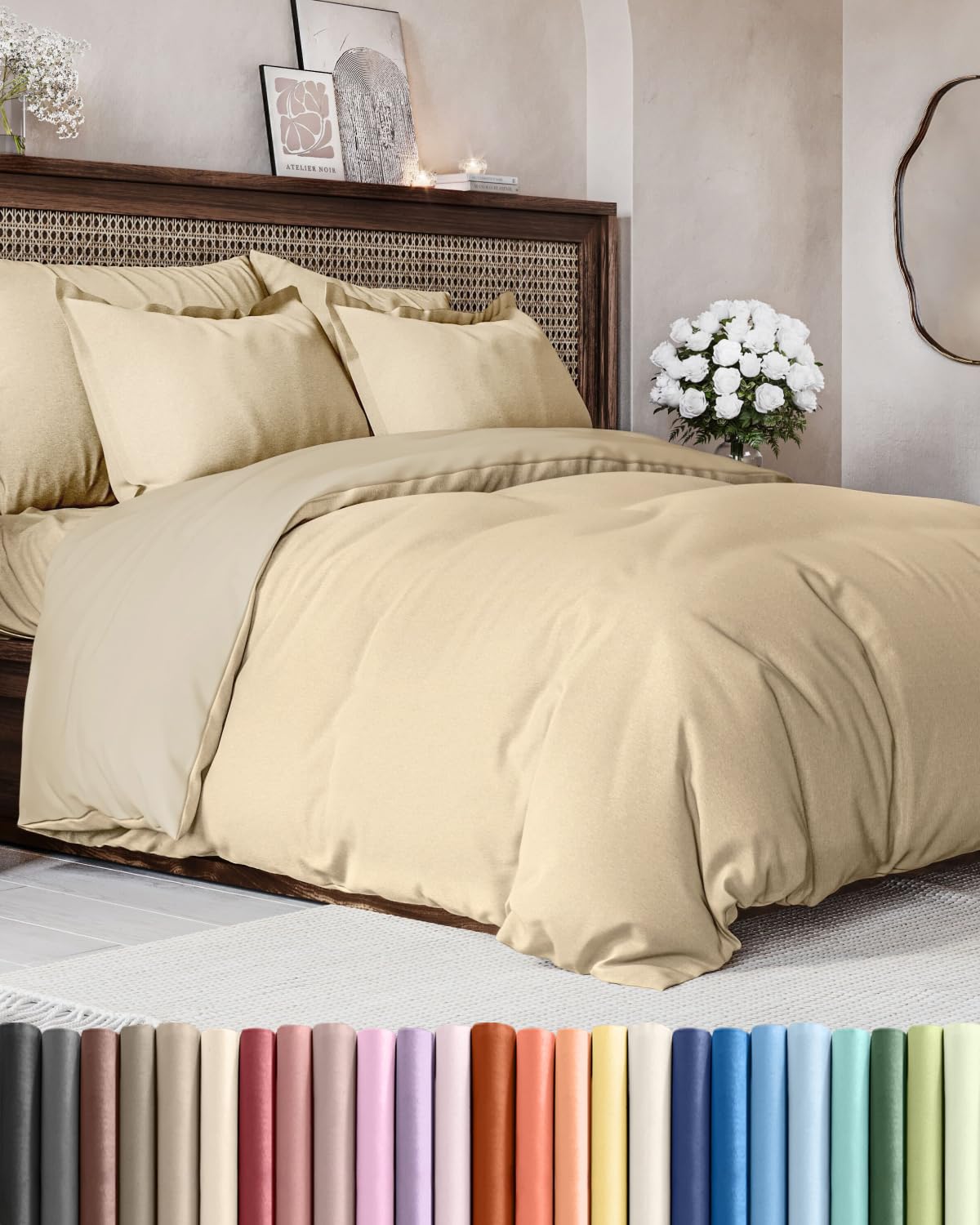 Duvet Cover Queen Size - Extra Soft 3 Piece with Zipper Closure - White