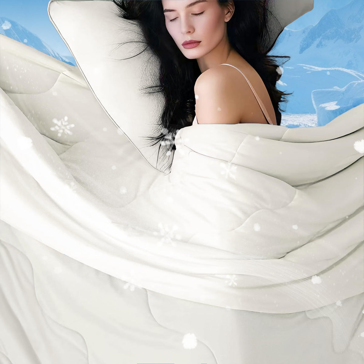 DOWNCOOL Cooling Comforter Queen Size,Grey Cooling Blanket for Hot Sleeper